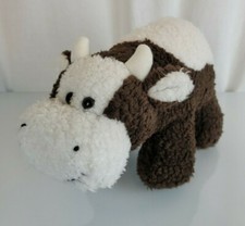 Russ Clementine Stuffed Plush Cow White Brown 3654 Curly Fur 11" 7"