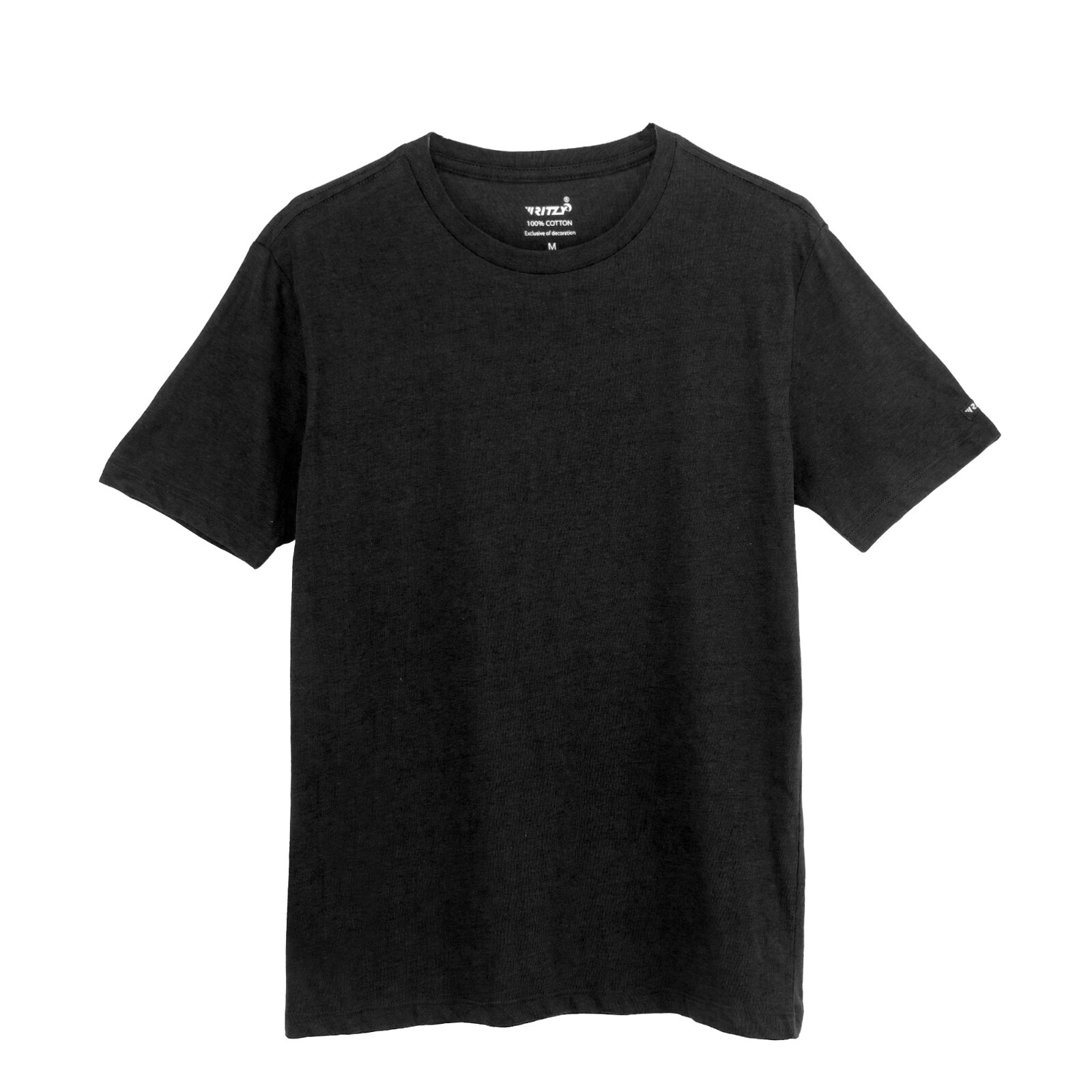 Ritzy Men's T-Shirt 100% Cotton Short Sleeve - Black