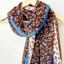 CEJON Beautiful Flowy Floral Accordion Pleated Scarf Wrap Summer Sz: OS