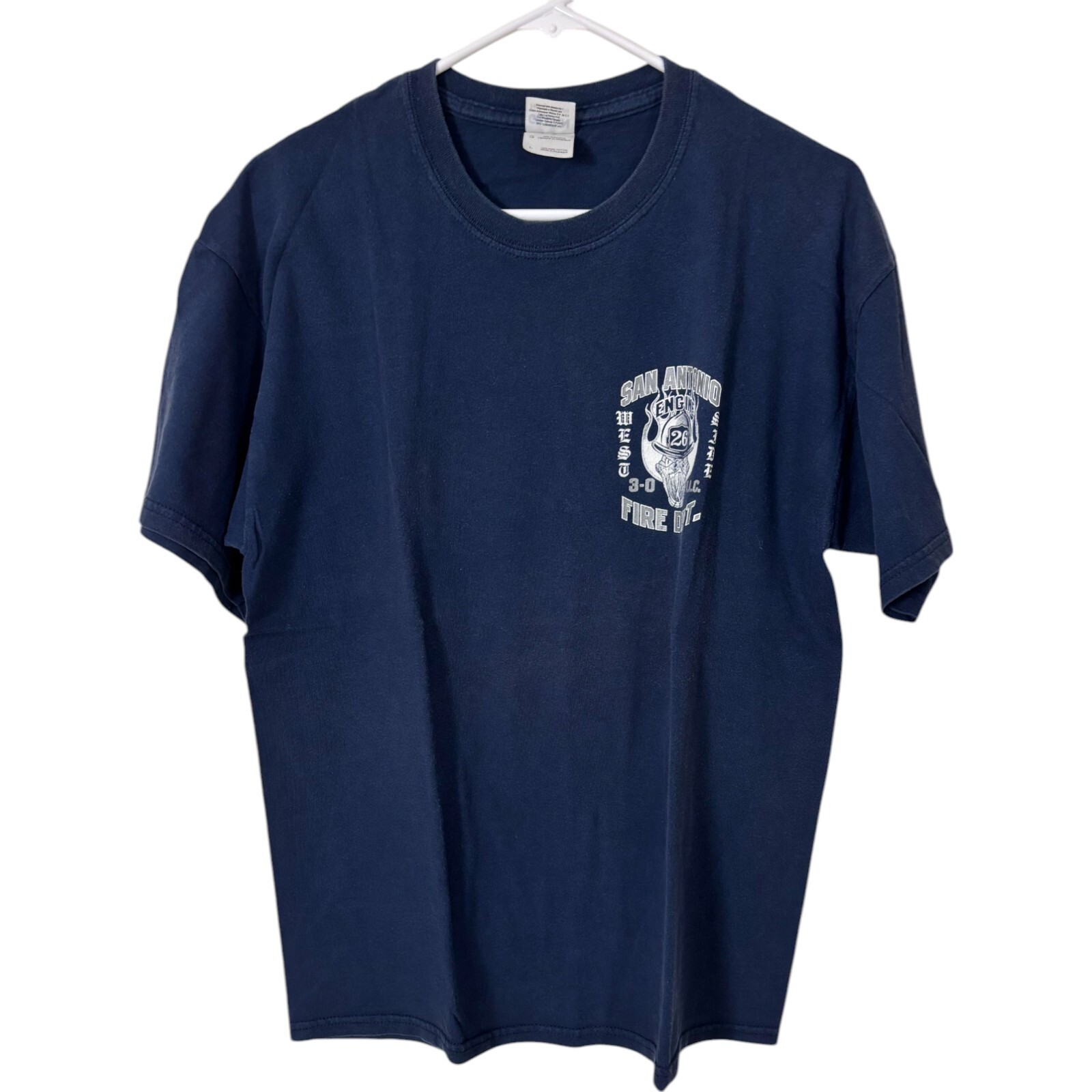 Urgent! San Antonio Mobile Home Fire Under Investigation 11 Gildan T-Shirt Men Large Navy Blue San Antonio Fire Dept. Crew Neck Short Sleeve