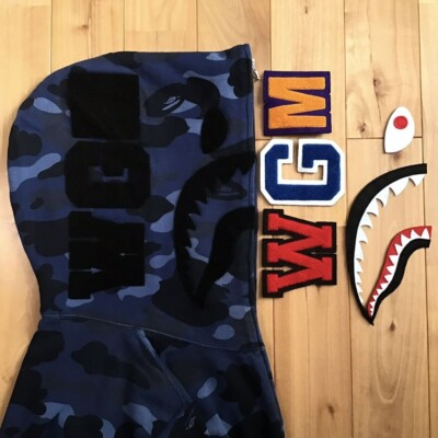 BAPE DETACHABLE Shark Full Zip Hoodie Blue camo A Bathing