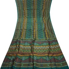 Namaste Vintage Teal Sarees 100 Pure Silk Printed Indian Sari 5YD Craft Fabric