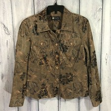 Toni Morgan Womens Jacket Size Small Button Up Brown Flowers Paisley