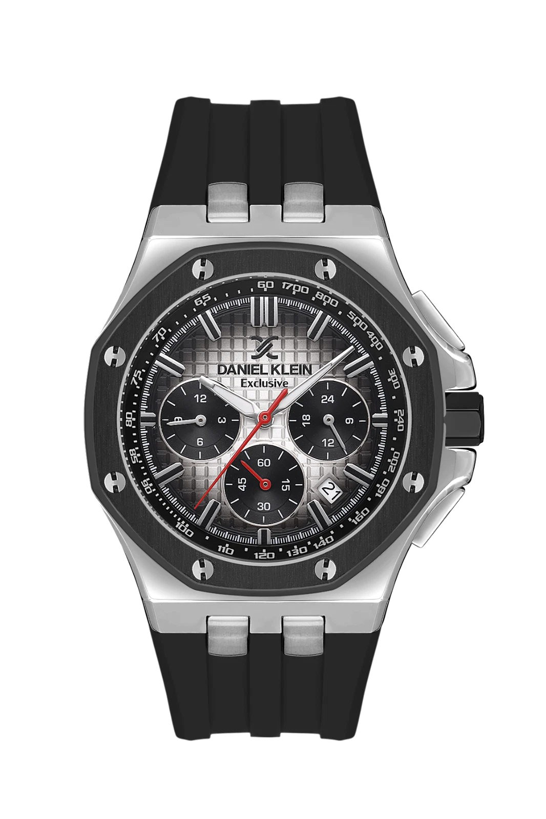 Daniel Klein Exclusive Men Silver/Black Rubber Watch