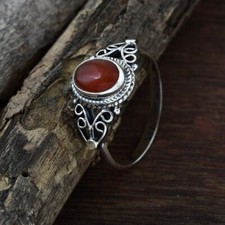 Natural Red Onyx Stone 925 Sterling Silver Handmade Vintage Women Rings P 363
