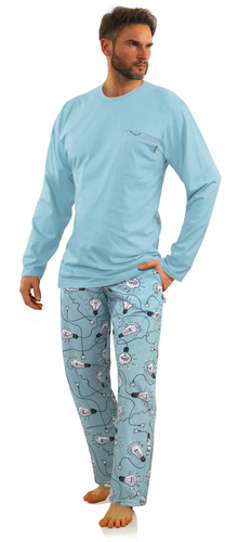 Herren Schlafanzug Sesto Pyjama 100% Baumwolle Langarm + Pyjamahose Nachtanzug - Bild 62 von 93