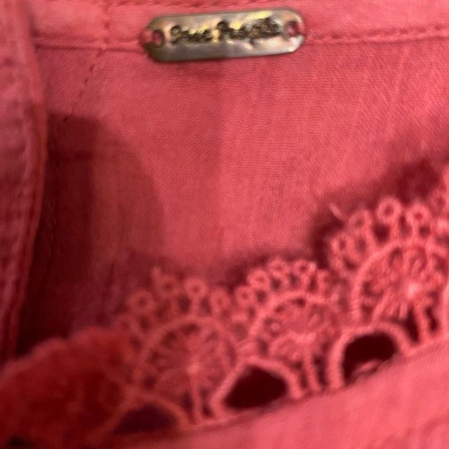 Free People Laura cotton oversized smock top long sleeve size Small Coral Berry - Picture 8 of 9