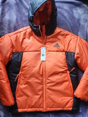  NWT Adidas 3-Stripes BSC 3S Puffy Hooded Jacket Orange Size XL  HG4885 