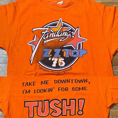 Vintage 70s ZZ TOP T Shirt Size Medium Band Tour Rock Fandango Texas 1975 Tush
