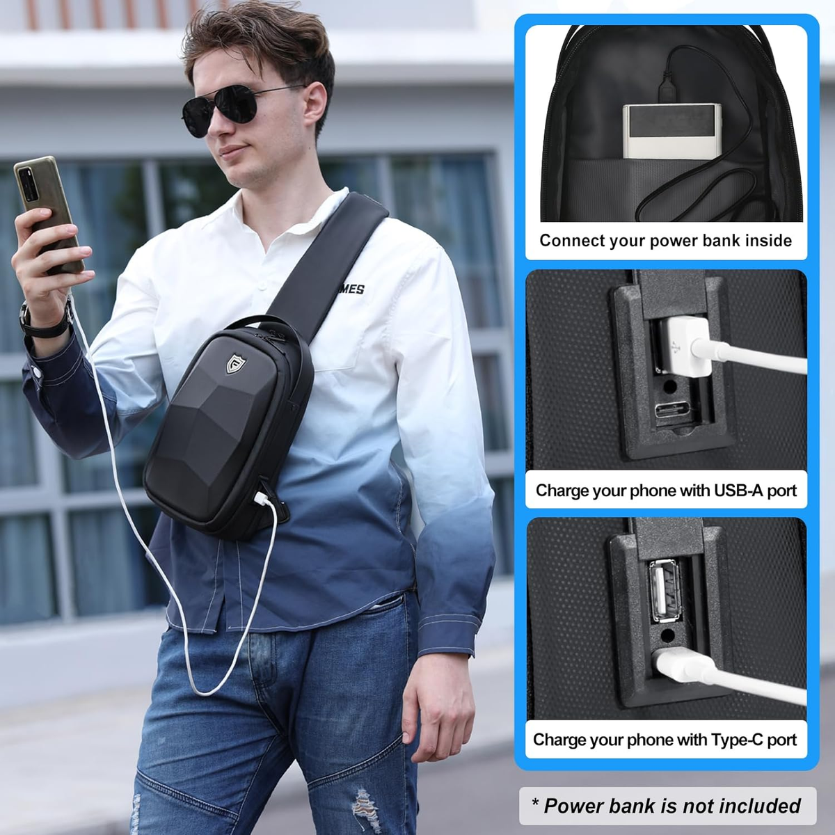 Smell Proof Sling Backpack - Combination Lock & USB Charging Port, Carbon Filter Technology