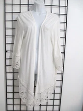 CYNTHIA ROWLEY  🌸 SIZE LARGE==WHITE LINEN / BEACH PORTRAIT / OPEN FRONT TOPPER