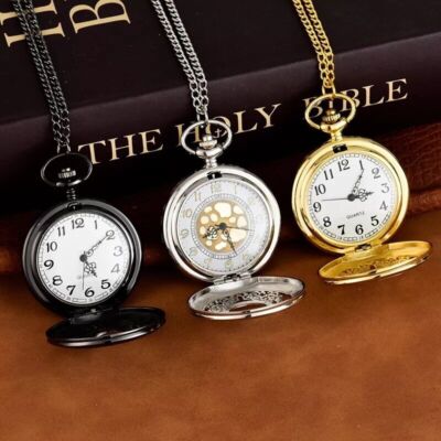 Orologio Cipolla Da Tasca Taschino Quarzo Con Catena Colore Bronze