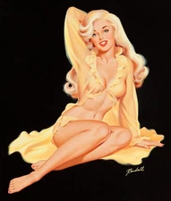 BILL RANDALL Pinup Art Poster or Rolled Canvas Print "Blonde Pin-Up in Yellow" 2