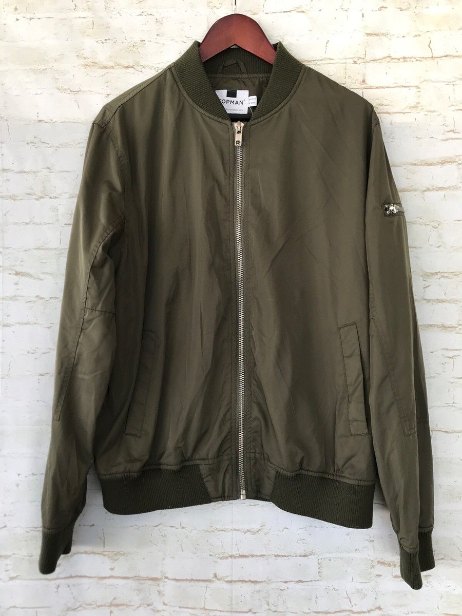 TOPMAN Bomber Jacket Windbreaker Lightweight - Dark Green TOPMAN Bomber Jacket Windbreaker Lightweight - Dark Green