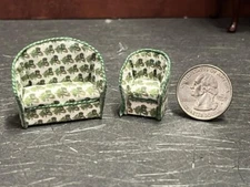 Dollhouse Miniature Sofa Chair Green K 1:48 Quarter Scale B339 Dollys Gallery