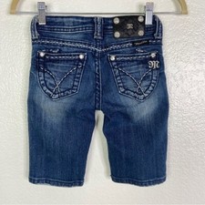 MISS ME Girls Bermuda Rhinestone Denim Shorts Size 8