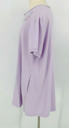 Vanity Fair Baumwolle Nachthemd Nachthemd Lavendel Blumen Reißverschluss Tasche Loungewear 2X - Bild 3 von 5