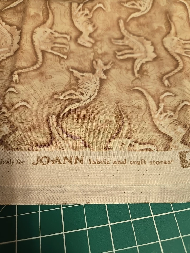 Jo ANN COTTON Fabric BY THE HALF YARD Prehistoric Dinosaur Fossil Bones 1/2 New - Image 3 of 4
