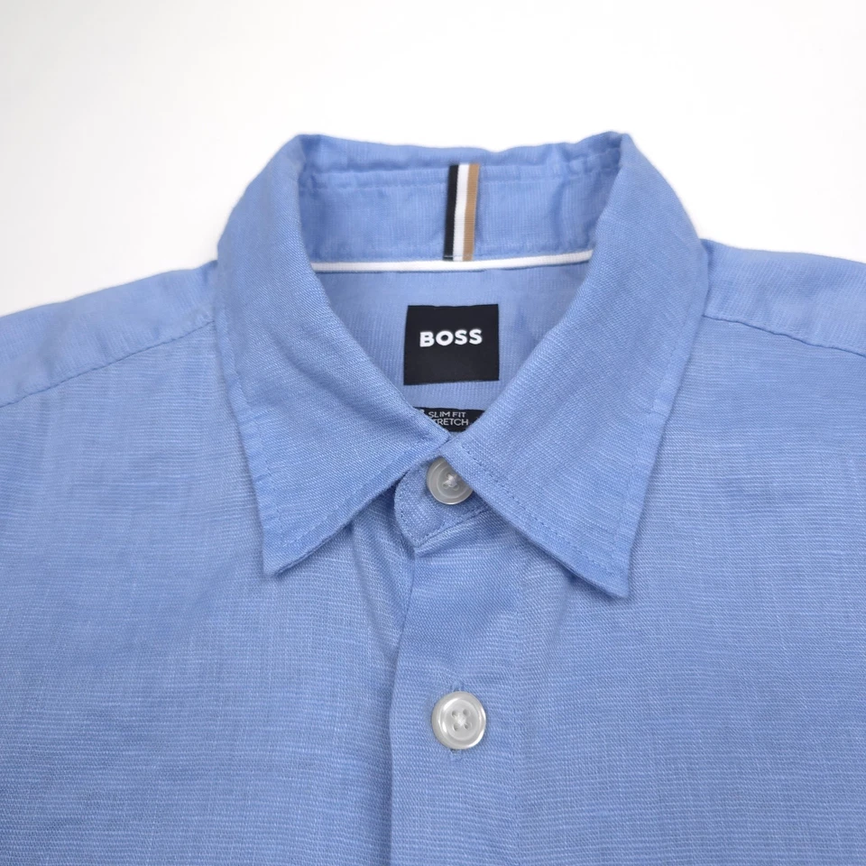 $138 Hugo Boss S-Roan-Ken-Sh-C1-242 Short Sleeve Linen Button Up Shirt Men Small - Image 2 of 4