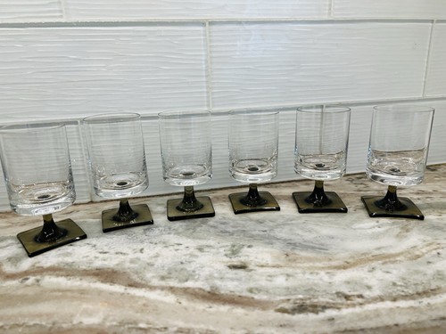 Rosenthal Linear Rauch Kristall Gläser 4,25" Hoch Cordial Likör Schluck-Set 6