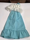 Vintage QUICK CURL #9217 Barbie 1975 outfit Blue Dress & White Shawl