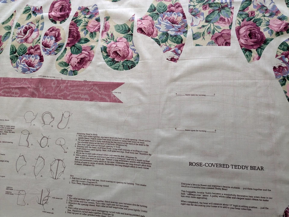 Oso de peluche Cranston CUBIERTO DE ROSA HÁGALO USTED MISMO cortar y coser y peluche oso de juguete Foto 2 de 4