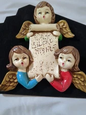 Vintage Ceramic Angel Choir Wall Hanging Decoration Silent Night Christmas