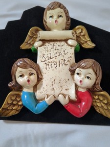 Vintage Ceramic Angel Choir Wall Hanging Decoration Silent Night Christmas