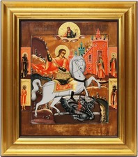 Heinrich Porzellan Ikone Heiliger Georg der Drachentöter 39 x 34 cm Nr. 476/3000