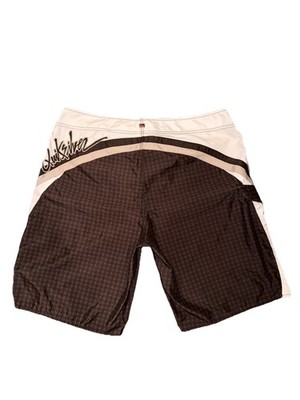 VTG 2000s Quiksilver Board Shorts Brown Houndstooth White Stripe Y2K  Size 38