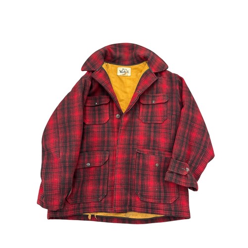 Vintage Woolrich Mens 44 Red Plaid Wool Hunting Jacket Coat Style 503 Buffalo