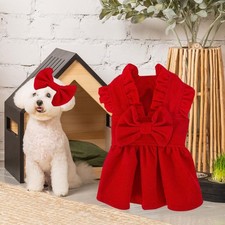 Dog Xmas Princess Dress Pet Cat Clothes Winter Holiday Christmas Outfit Autumn