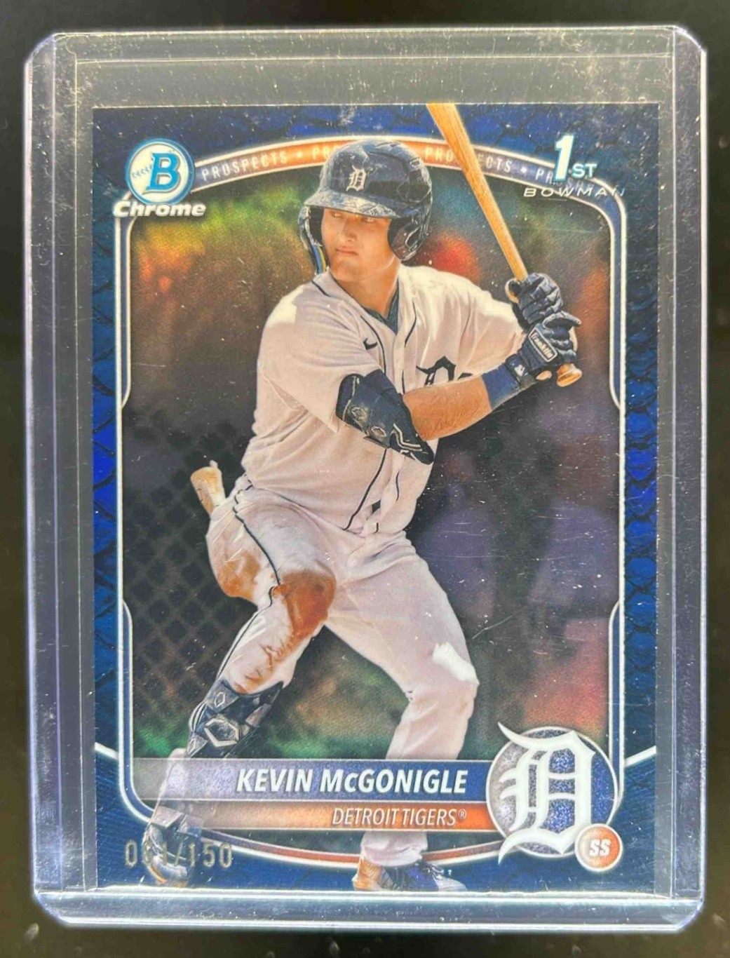 2025 Bowman Kevin McGonigle Chrome Reptilian Blue Refractor 1st Prospect #61/150