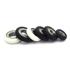 PU Rubber Roller Plastic Bearing Cnc Guide Wheel Flat Belt Roller White Black