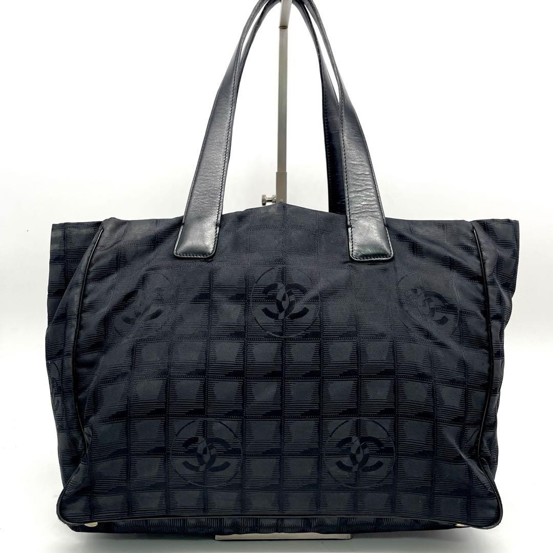 CHANEL Travel Line MM Tote Bag Nylon Black A4 Size HH402439