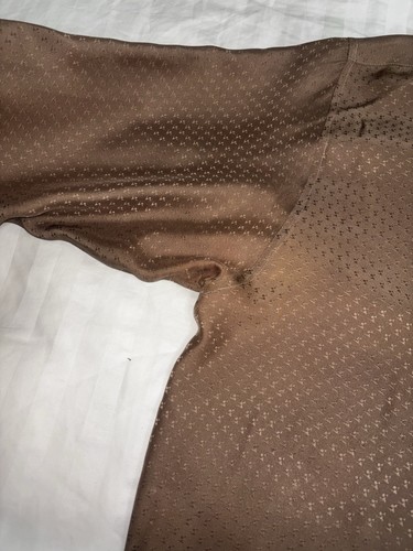 CAMISA DE SEDA VINTAGE PARA HOMBRE GENELLI TONO TOSTADO SOBRE TONO CUELLO NEHRU XLARGE Marrón - Imagen 4 de 7