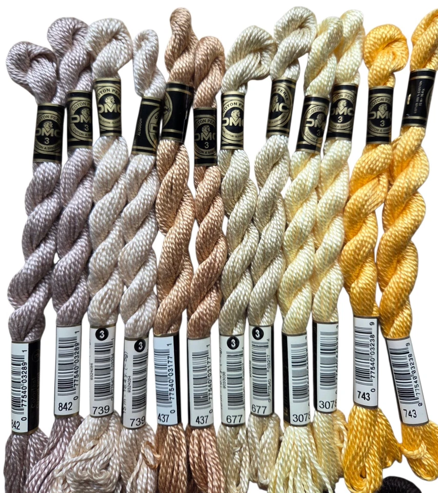 DMC Cotton Perle #3 Lot of 24 Beige Brown Gold Yellow Embroidery Floss Thread - Image 2 of 3
