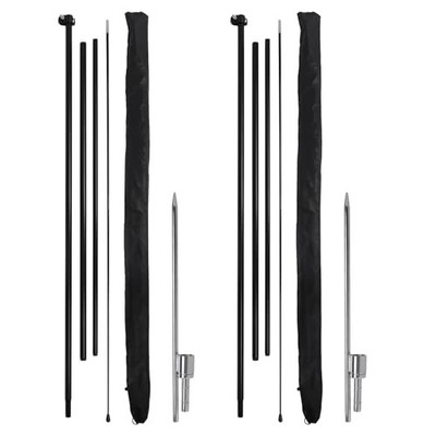 2 Set of Feather Flag Pole Kit, Aluminium Alloy Fiberglass Banner Flagpole Kit 