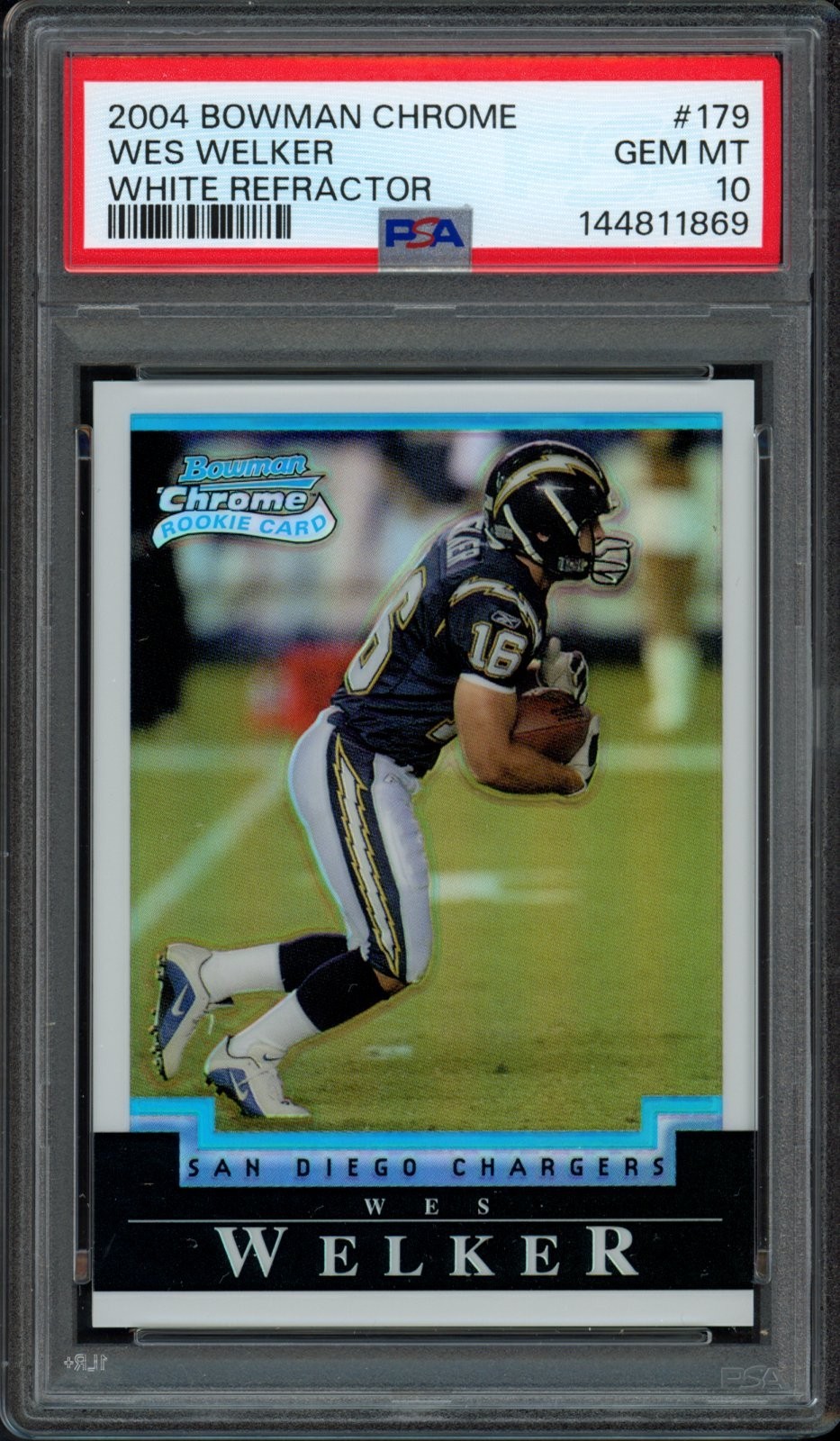 2004 Bowman Chrome Wes Welker 179 White Refractor PSA 10 Gem Mint Rookie Pop 10