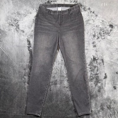 Time and Tru Black Denim Pull On Skinny Jeans Womens Large 12-14 TTL18817 Grey