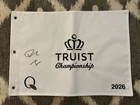 DRAKE MAYE NEW ENGLAND PATRIOTS SIGNED 2026 TRUIST CHAMPIONSHIP PIN FLAG NFL