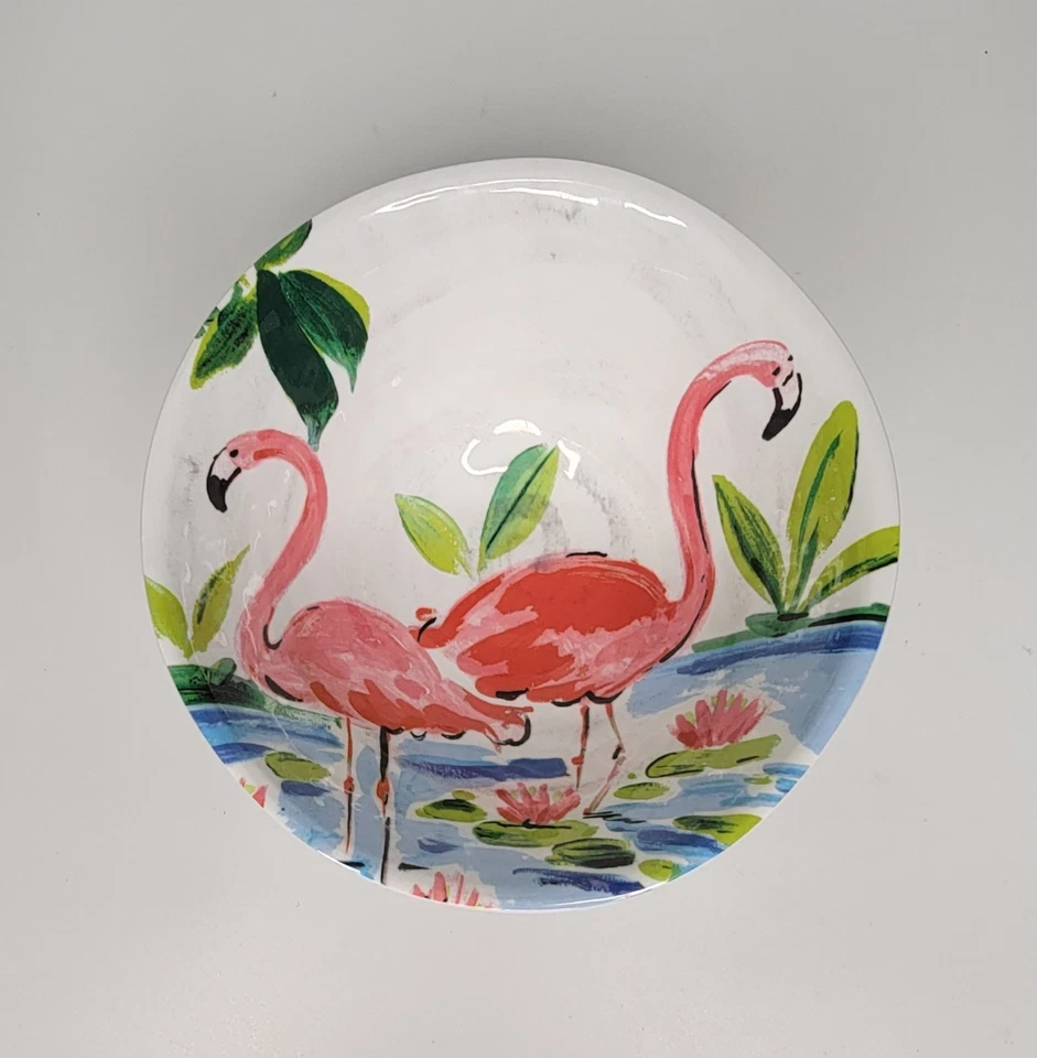 Juego de 7 cuencos de melamina Cynthia Rowley flamenco melamina rosa blanco playa Foto 2 de 4