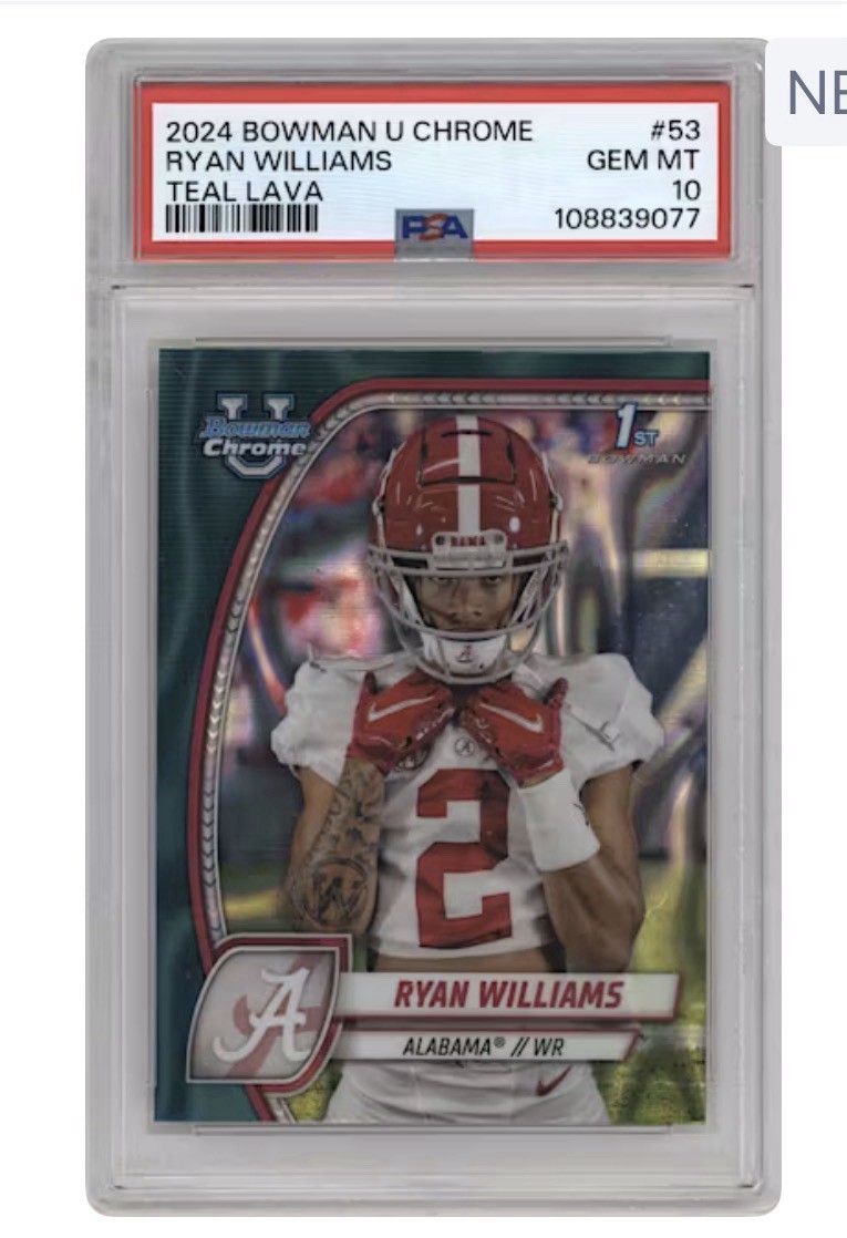 2024 Bowman U Chrome Ryan Williams Teal Lava Refractor 1st PSA 10 Alabama