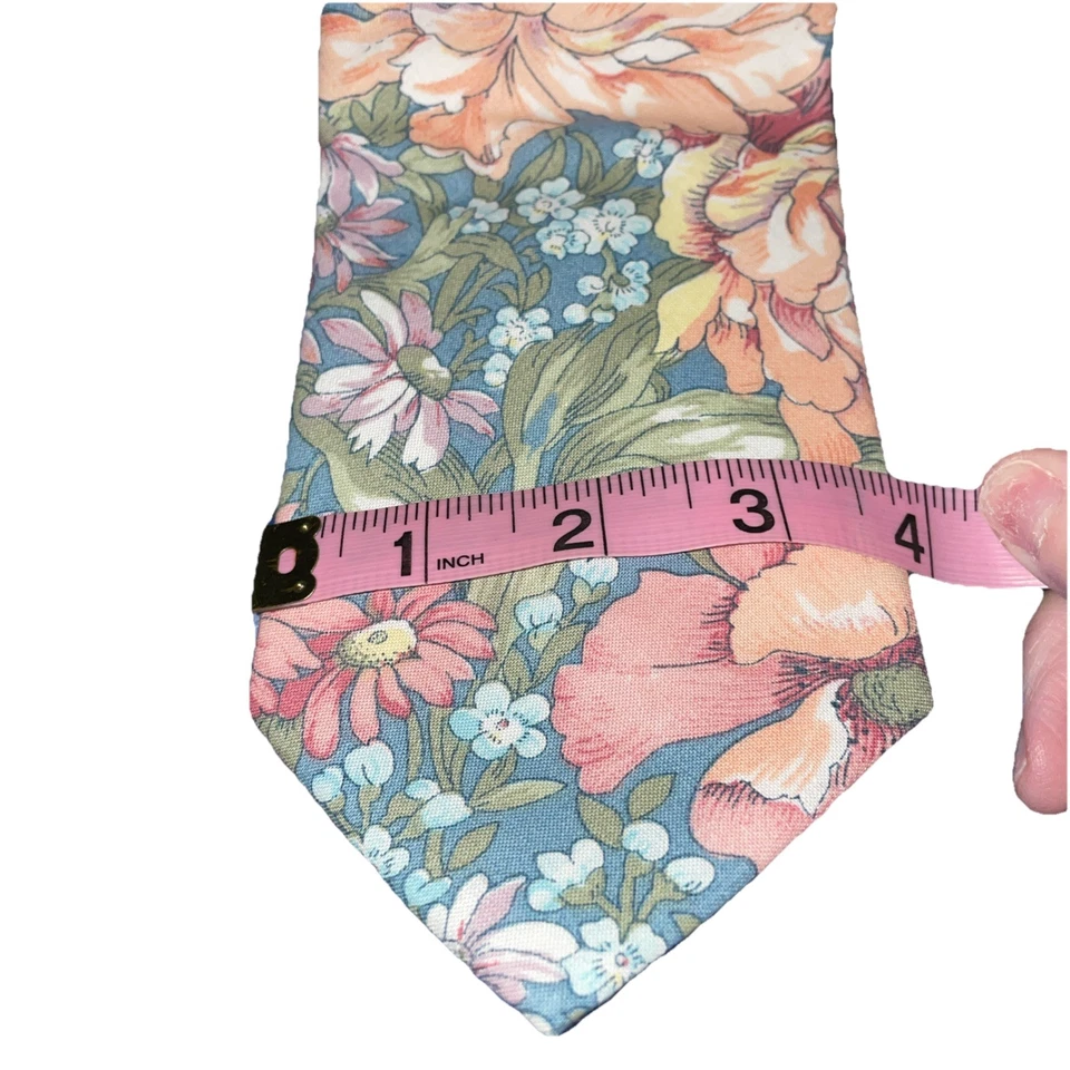 Windsor Cotton Floral Tie Blue/ Pink Multicolor - Made In USA - Image 2 of 4