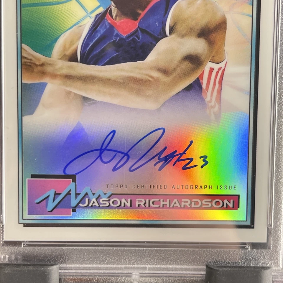 2021 Topps Finest Jason Richardson On-Card Auto SSP 1/10 PSA 9 White Border - Image 4 of 4