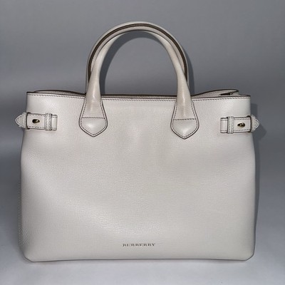 Burberry Women's Leather Banner Bag House Check Medium Tote Bag
