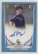 2014 Bowman Retail Prospect Auto Blue 267/500 Sam Moll #PA-SM Auto w8t