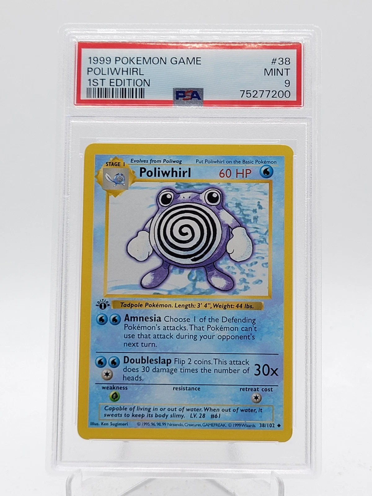 POLIWHIRL 1999 POKEMON BASE SET 1ST EDITION #38/102 PSA 9 Q3963