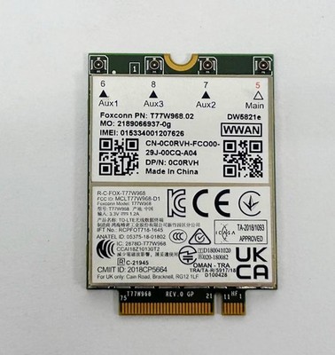 Dell DW5821e 4G LTE WWAN Card Snapdragon X20 M.2 Mobile Broadband
