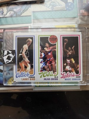 REPRINTBasketball card Verified Dr J. Signature. Bird And Magic . card from 1980